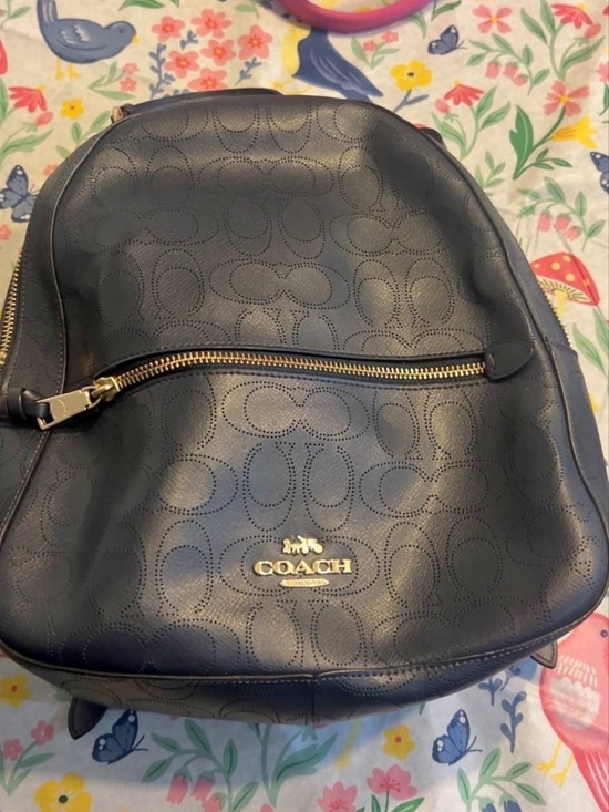Coach Handbags - Coach Jordyn Backpack Signature Perforated Midnight Blue Leather 2322